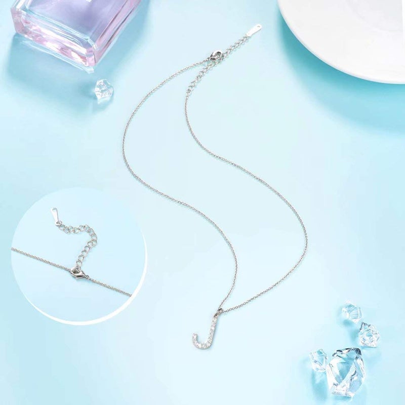 Tarsus J Initial Letter Stainless Steel Silver Alphabet Pendant Necklace Monogram charm cubic zirconia Jewelry Gifts for Women Teen - Image 5